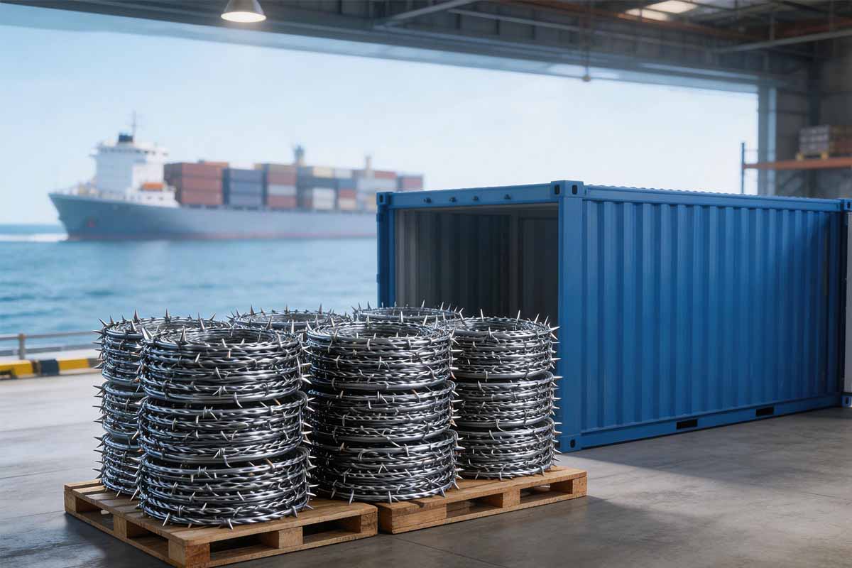 众拓厂家规范的镀锌刺绳卷物流装运与仓储现场